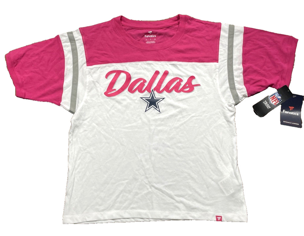 Dallas Cowboys Fanatics White/Pink Cheer Chant Fashion Crop Top Small Womens NWT